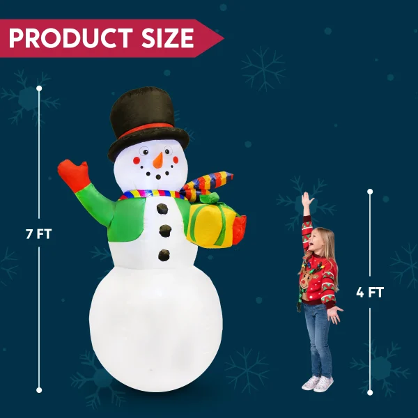 7ft LED Blow Up Snowman With Present Gift 5 7ft LED Blow Up Snowman With Present Gift - Image 5