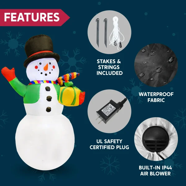 7ft LED Blow Up Snowman With Present Gift 6 7ft LED Blow Up Snowman With Present Gift - Image 6