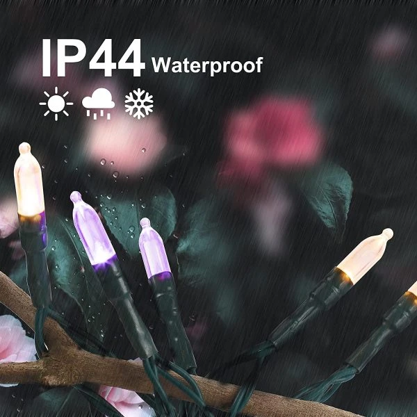 100 Orange & Purple LED Green Wire String Lights(8 Modes, 6 Hr Timer) 3 100 Orange & Purple LED Green Wire String Lights(8 Modes, 6 Hr Timer) - Image 3