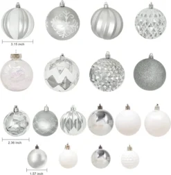 87pcs Christmas White And Silver Ornaments -Holiday Discount Store 87ct Assorted Red amp White Christmas Ornaments Set with Pine Corn 3 result 2 600x611 1