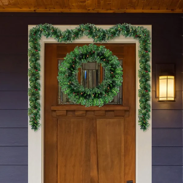 100 Warm White Lights Prelit Christmas Garland 9ft 1 100 Warm White Lights Prelit Christmas Garland 9ft