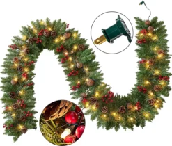 9ft Prelit Garland With 50 Warm White String Lights -Holiday Discount Store 9 Ft Garland Prelit with 50 Warm White String Lights 4 result 600x511 1