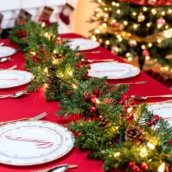 9ft Prelit Garland With 50 Warm White String Lights -Holiday Discount Store 9 Ft Garland Prelit with 50 Warm White String Lights 6 result 600x600 1