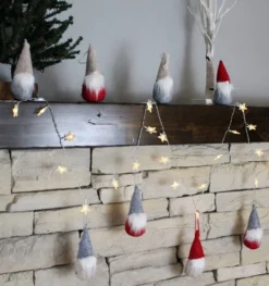 9pcs Red And Gray Plush Christmas Gnomes Ornaments