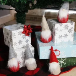 9pcs Red And Gray Plush Christmas Gnomes Ornaments -Holiday Discount Store 9 PCS Red Gray Gnome 5 result 600x595 1