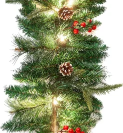 9ft Snow Flocked Prelit Christmas Garland With 50 Lights -Holiday Discount Store 9 ft Snow Flocked Artificial Garland with 50 Lights amp Decorations 4 result 600x649 1