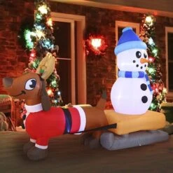 8ft Long Christmas Inflatable Weiner Dog Yard Decor