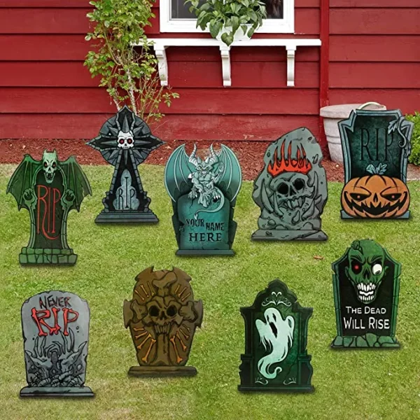 9Pcs Halloween Tombstone Yard Decorations 17in 1 9Pcs Halloween Tombstone Yard Decorations 17in