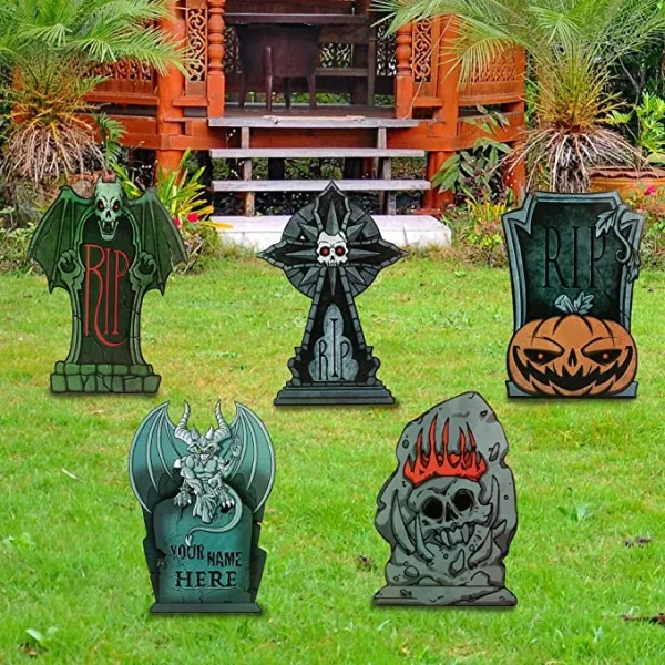9Pcs Halloween Tombstone Yard Decorations 17in 4 9Pcs Halloween Tombstone Yard Decorations 17in - Image 4