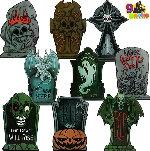 9Pcs Halloween Tombstone Yard Decorations 17in 2 9Pcs Halloween Tombstone Yard Decorations 17in - Image 2