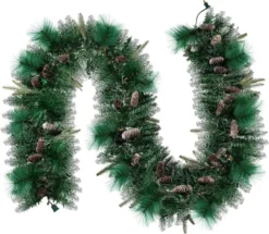 50 Warm White Pre Lit Cone Flocked Christmas Garland 9ft 8 50 Warm White Pre Lit Cone Flocked Christmas Garland 9ft -Holiday Discount Store 9ft Christmas Flocked Garland Cone 3 result 600x523 1