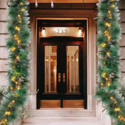 50 Warm White Pre Lit Cone Flocked Christmas Garland 9ft 11 50 Warm White Pre Lit Cone Flocked Christmas Garland 9ft -Holiday Discount Store 9ft Christmas Flocked Garland Cone 6 result 600x600 1