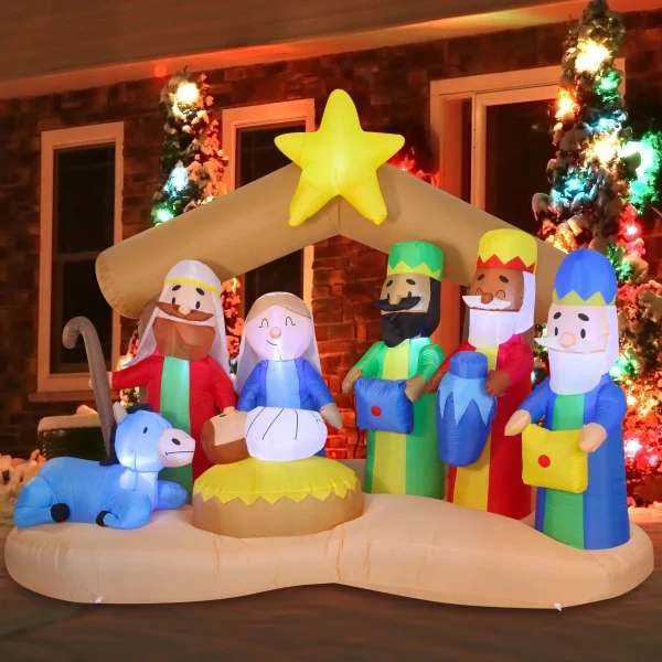 9ft Inflatable LED Nativity Of Jesus With Three Wiseman 1 9ft Inflatable LED Nativity Of Jesus With Three Wiseman