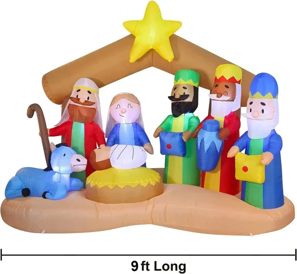 9ft Inflatable LED Nativity Of Jesus With Three Wiseman 3 9ft Inflatable LED Nativity Of Jesus With Three Wiseman - Image 3