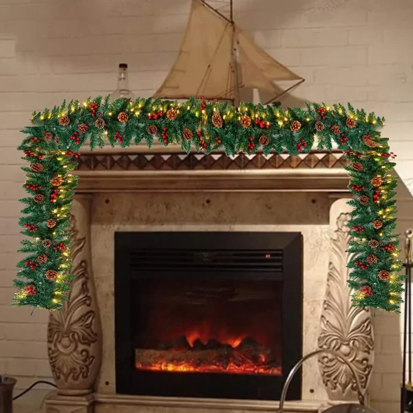 100 LED Prelit Artificial Christmas Garland 9ft 6 100 LED Prelit Artificial Christmas Garland 9ft - Image 6