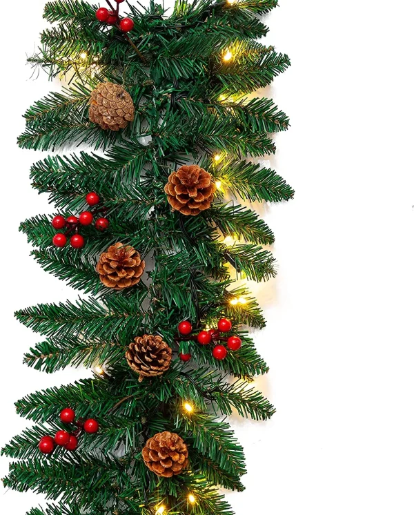 100 LED Prelit Artificial Christmas Garland 9ft 2 100 LED Prelit Artificial Christmas Garland 9ft - Image 2