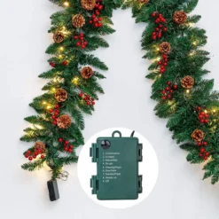 100 LED Prelit Artificial Christmas Garland 9ft 9 100 LED Prelit Artificial Christmas Garland 9ft -Holiday Discount Store Artificial Garland with100 LED Lights amp Decorations 9ft 5 result 600x600 1