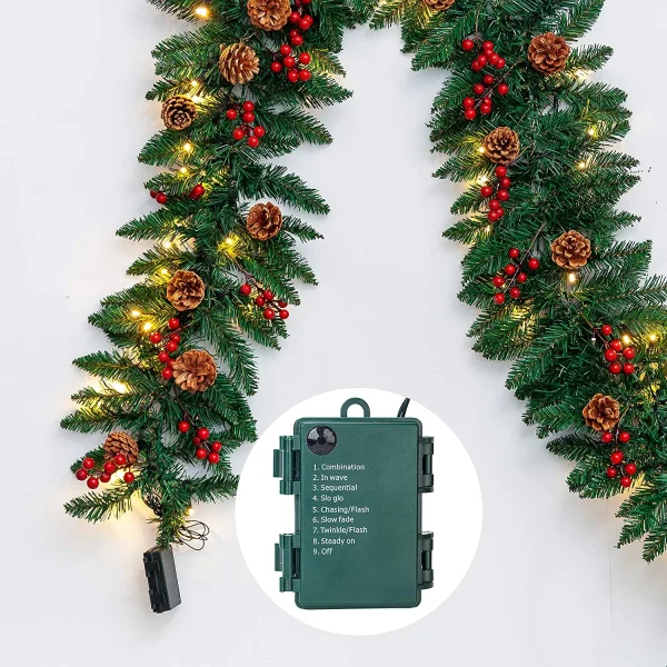 100 LED Prelit Artificial Christmas Garland 9ft 4 100 LED Prelit Artificial Christmas Garland 9ft - Image 4