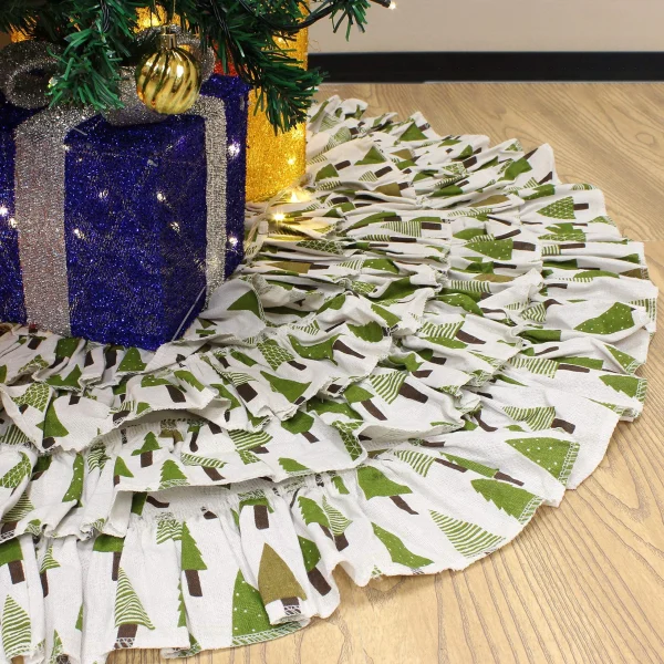 Ruffle Trim Burlap Christmas Tree Skirt 48in 1 Ruffle Trim Burlap Christmas Tree Skirt 48in