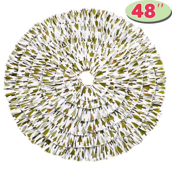 Ruffle Trim Burlap Christmas Tree Skirt 48in 2 Ruffle Trim Burlap Christmas Tree Skirt 48in - Image 2