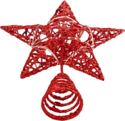 Christmas Glitter Lighted Red Star Tree Toper -Holiday Discount Store Christmas Tree Toppers Glitter Red Star Tree Topper Lighted with Warm White LED Lights 5 result 600x581 1