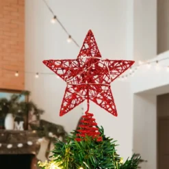 Christmas Glitter Lighted Red Star Tree Toper -Holiday Discount Store Christmas Tree Toppers Glitter Red Star Tree Topper Lighted with Warm White LED Lights 7 result 600x600 1