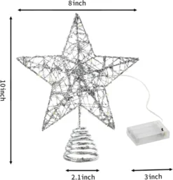 Christmas Glitter Lighted Silver Tree Topper Star -Holiday Discount Store Christmas Tree Toppers Glitter Silver Star Tree Topper Lighted with Warm White LED Lights 4 result 600x624 1