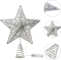 Christmas Glittery Silver Light Up Star Tree Topper -Holiday Discount Store Christmas Tree Toppers Glittery Silver Star Tree Topper Lighted with White LED Lights 4 result 600x592 1