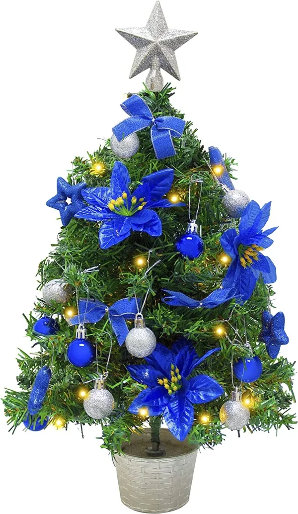 DIY Blue Small Tabletop Christmas Tree With LED Lights 24 In 2 DIY Blue Small Tabletop Christmas Tree With LED Lights 24 In - Image 2