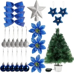 DIY Blue Small Tabletop Christmas Tree With LED Lights 24 In 9 DIY Blue Small Tabletop Christmas Tree With LED Lights 24 In -Holiday Discount Store DIY Tabletop Mini Christmas Tree Blue 24in 4 result 600x591 1