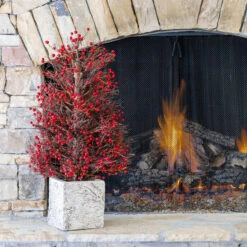 King Of Christmas 3' Red Berry Tabletop Tree Unlit