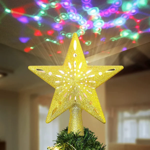 Gold LED Star Christmas Tree Topper 1 Gold LED Star Christmas Tree Topper