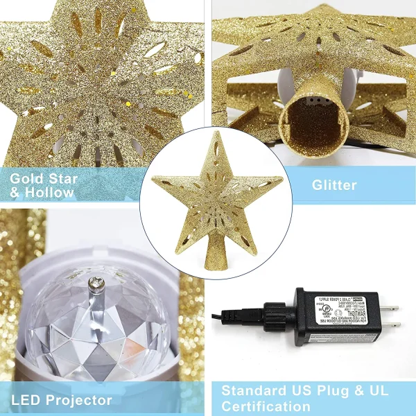 Gold LED Star Christmas Tree Topper 2 Gold LED Star Christmas Tree Topper - Image 2