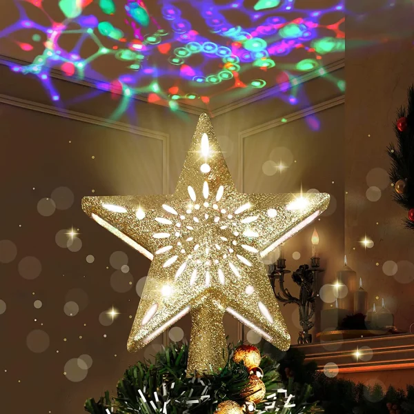 Gold LED Star Christmas Tree Topper 6 Gold LED Star Christmas Tree Topper - Image 6