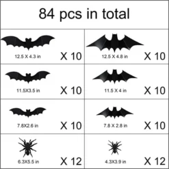 84pcs Halloween Wall Decal Stickers Decoration 8 84pcs Halloween Wall Decal Stickers Decoration -Holiday Discount Store Halloween 3d Wall Bat And Wall Spider Stickers 6 600x599 1