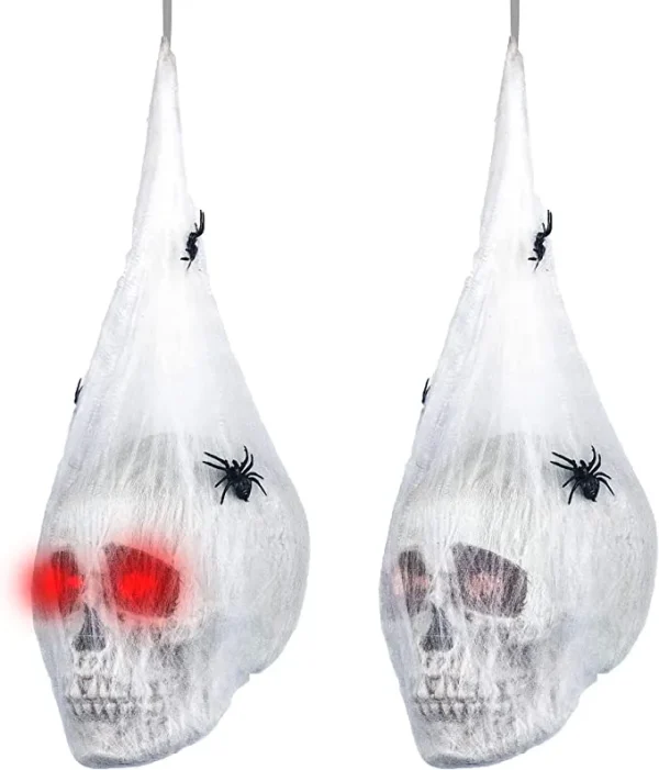 Halloween Animated Hanging Skulls Covered With Spider Webs 3 Halloween Animated Hanging Skulls Covered With Spider Webs - Image 3