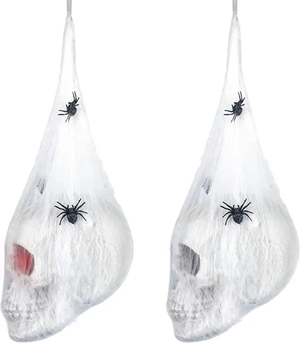 Halloween Animated Hanging Skulls Covered With Spider Webs 4 Halloween Animated Hanging Skulls Covered With Spider Webs - Image 4