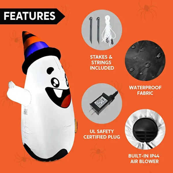 5ft Inflatable LED Halloween Wicked Ghost Decoration 6 5ft Inflatable LED Halloween Wicked Ghost Decoration - Image 6