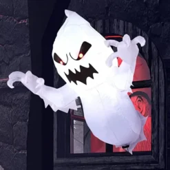 3.5ft Light Up Inflatable Ghost Flying Out From Window