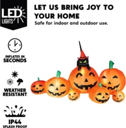 7ft Inflatable Pumpkins With Witch's Cat Decoration -Holiday Discount Store Halloween Pumpkin Patch with Cat Inflatable 7 ft 2 600x606 1