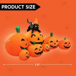 7ft Inflatable Pumpkins With Witch's Cat Decoration -Holiday Discount Store Halloween Pumpkin Patch with Cat Inflatable 7 ft 3 600x600 1