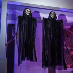 2Pcs Hanging Grim Reaper With Glowing Eyes