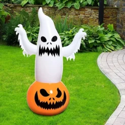 4.5ft Inflatable Ghost On Pumpkin Tumbler Decoration -Holiday Discount Store Inflatable Ghost on Pumpkin Tumbler Decoration 4.5ft 5 result 600x600 1