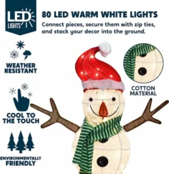 80 LED Cotton Snowman With Christmas Hat 3.5ft -Holiday Discount Store LED Yard Lights Cotton Snowman with Christmas Hat 3 2 1 600x618 1