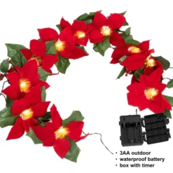 Pre Lit Velvet Silk Poinsettia Garland With Red Berries 6ft -Holiday Discount Store Pre Lit Velvet Silk Poinsettia Garland with Red Berries 6ft 3 result 600x600 1
