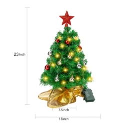50 LED Pre Lit Tabletop Christmas Tree 23in -Holiday Discount Store Prelit Table top Christmas tree with DIY Kits Gold 23in 6 result 600x600 1