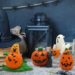 Pumpkin Miniature Figurine Decorations, 5 Pcs
