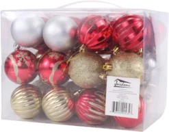 36pcs Collectible Christmas Ornaments Set -Holiday Discount Store Red Gold amp Silver 2.5 Ball Ornaments 36 pack 6 result 600x469 1