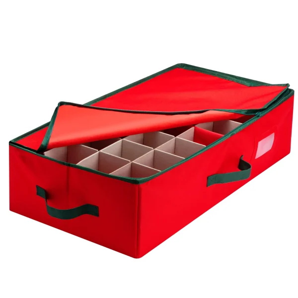 Red Underbed Christmas Ornament Storage Box 1 Red Underbed Christmas Ornament Storage Box