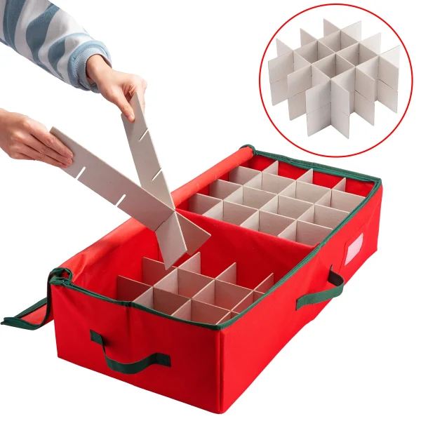 Red Underbed Christmas Ornament Storage Box 3 Red Underbed Christmas Ornament Storage Box - Image 3